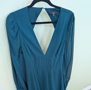 Lulus Dark Green Long Sleeve Maxi Dress